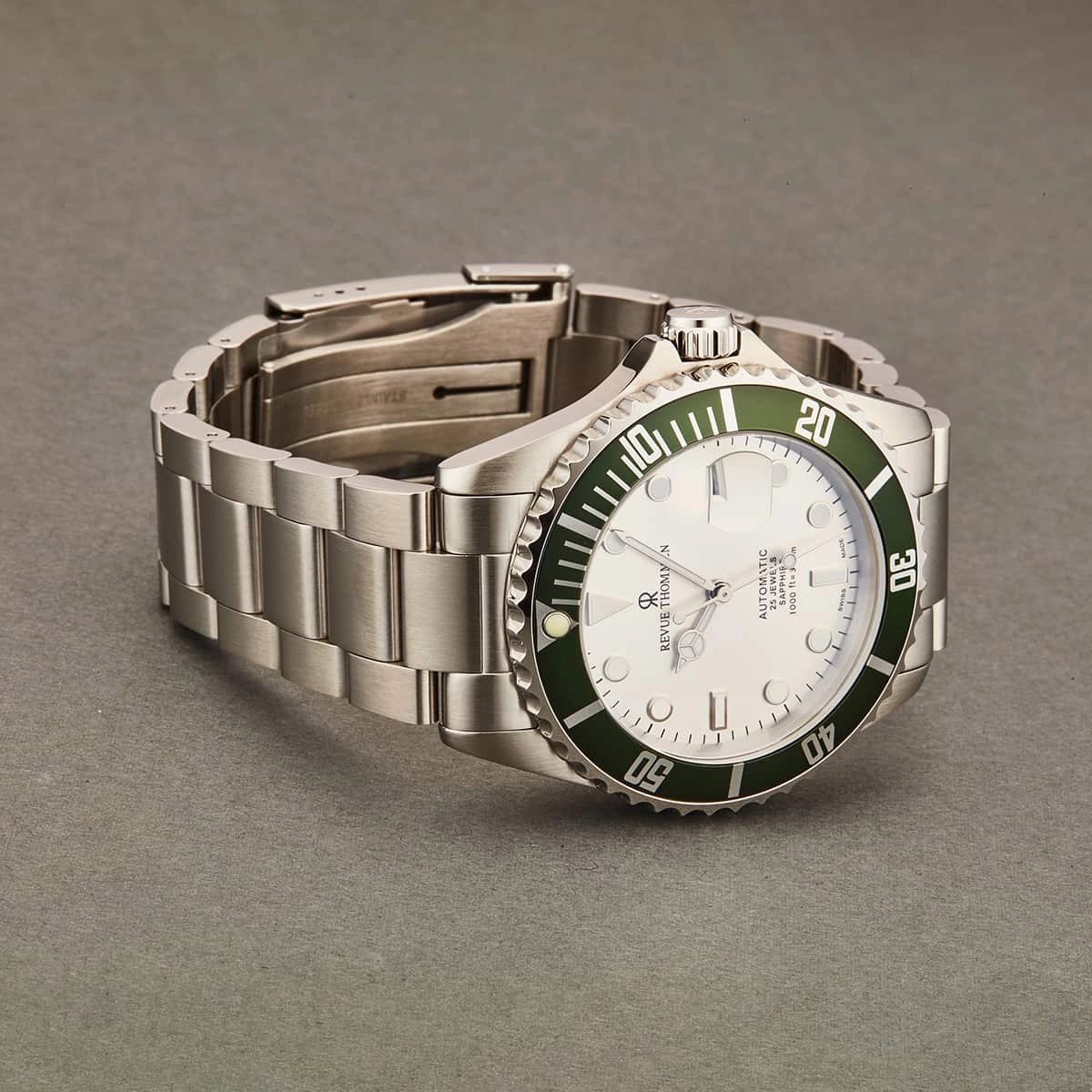 Revue Thommen Men's 17571.2124 'Diver' Silver Dial Stainless Steel Bracelet Swiss Automatic Watch