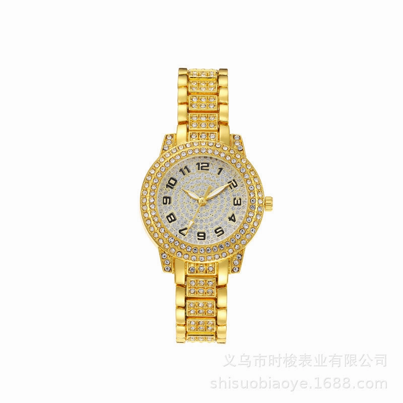 Rhinestone Digital Steel Band Watch