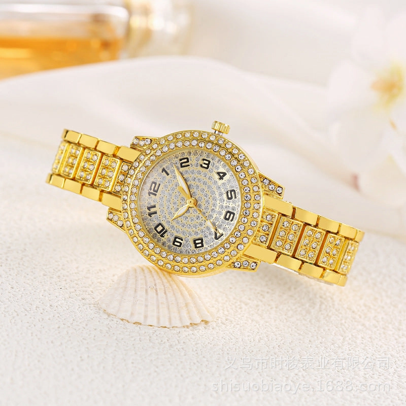 Rhinestone Digital Steel Band Watch
