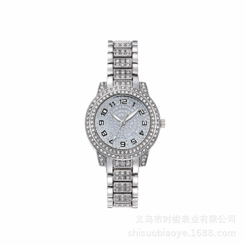 Rhinestone Digital Steel Band Watch