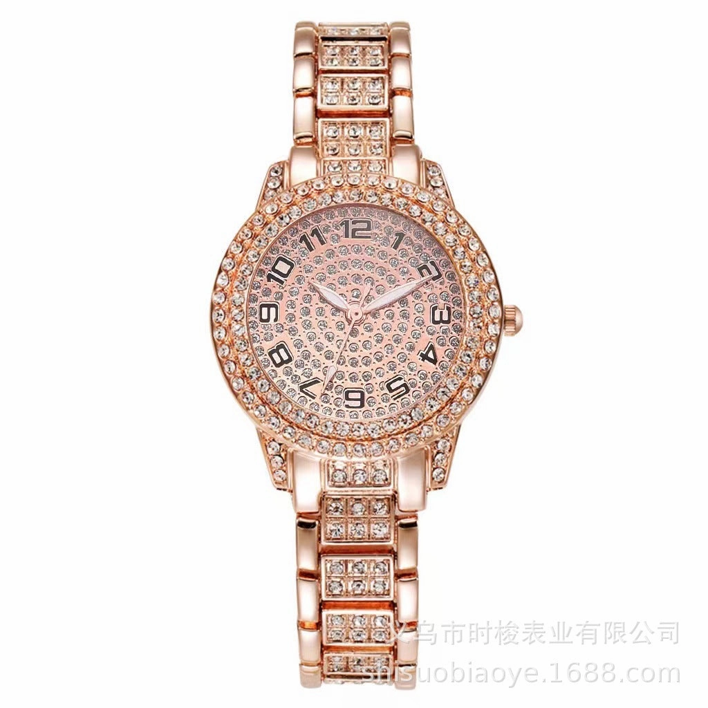 Rhinestone Digital Steel Band Watch