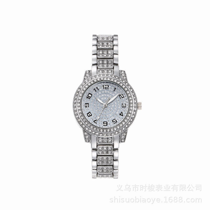 Rhinestone Digital Steel Band Watch