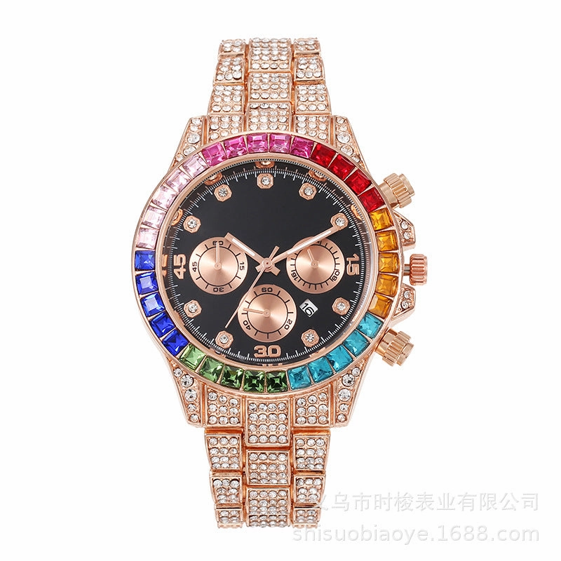 Rhinestone Roman Dial Men's Watch