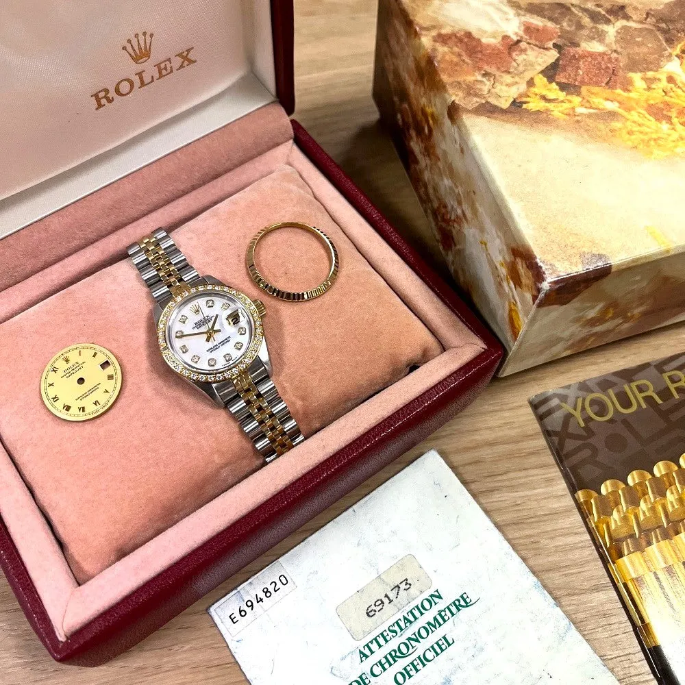 Rolex Lady Datejust Diamond Set Watch Pre Owned 69173 Papers (1991) RW0639