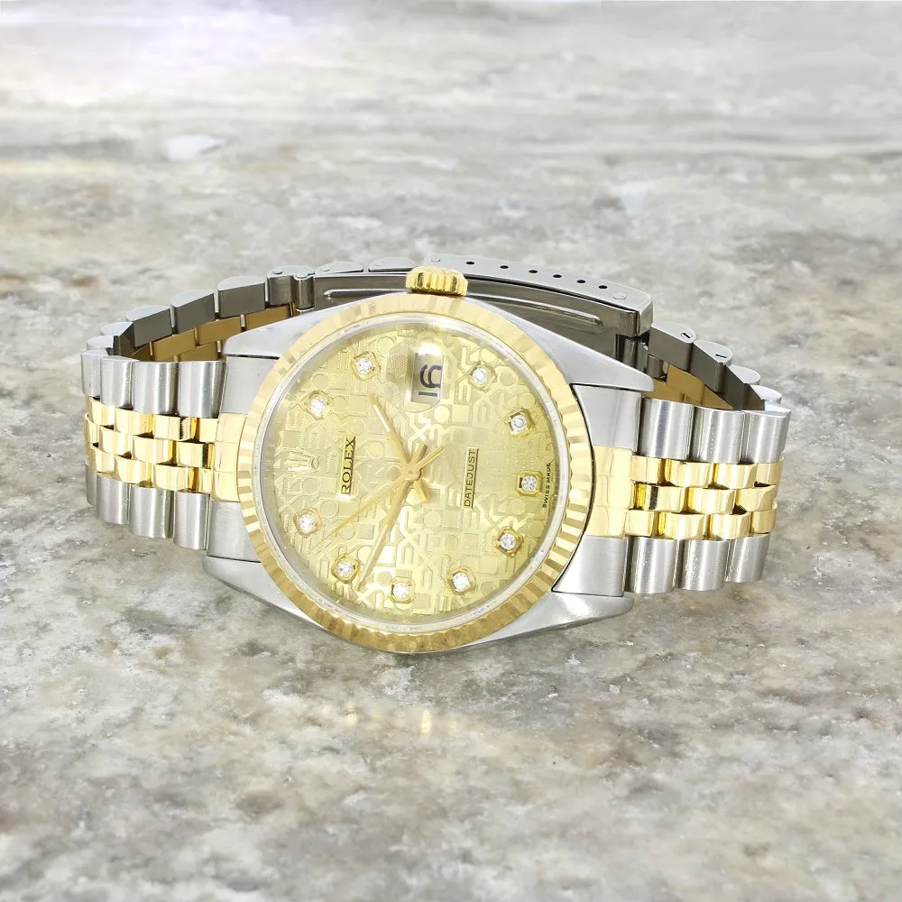 Rolex Oyster Perpetual Datejust 36 Bi Metal Mens Watch Pre Owned 16233 Papers RW0638 (1996)