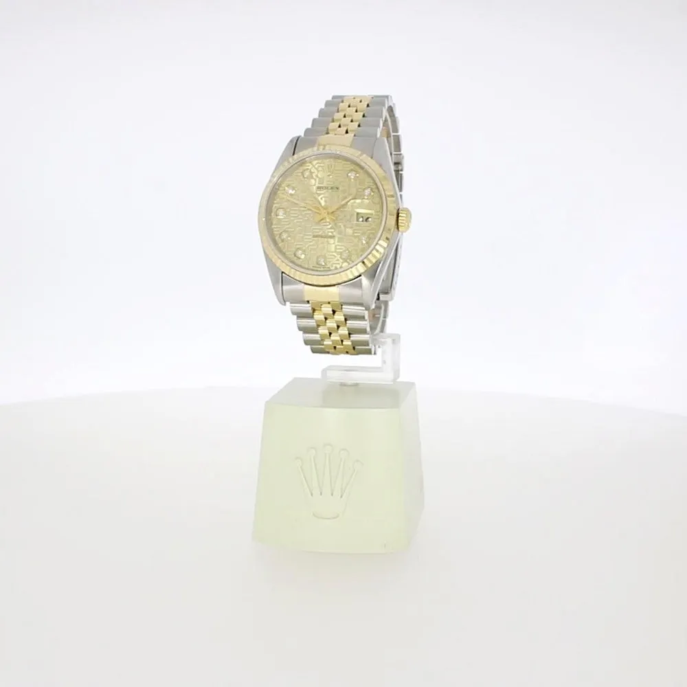 Rolex Oyster Perpetual Datejust 36 Bi Metal Mens Watch Pre Owned 16233 Papers RW0638 (1996)