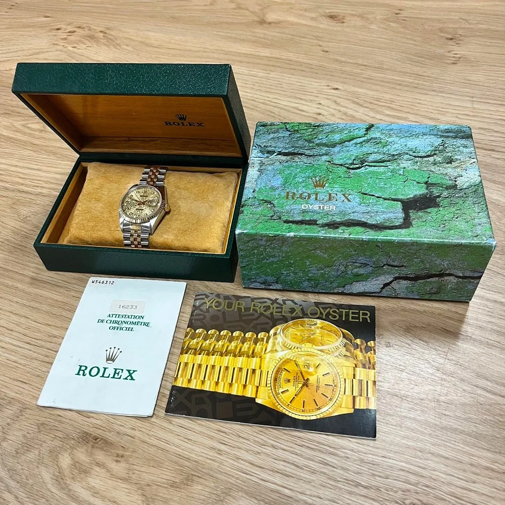 Rolex Oyster Perpetual Datejust 36 Bi Metal Mens Watch Pre Owned 16233 Papers RW0638 (1996)