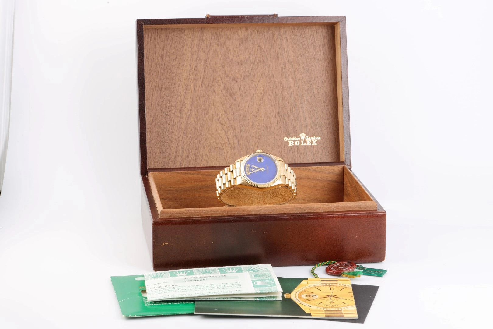 Rolex 18038 Day-Date LAPIS Dial 18K Yellow Gold 36mm Men's Watch (Box & Papers)