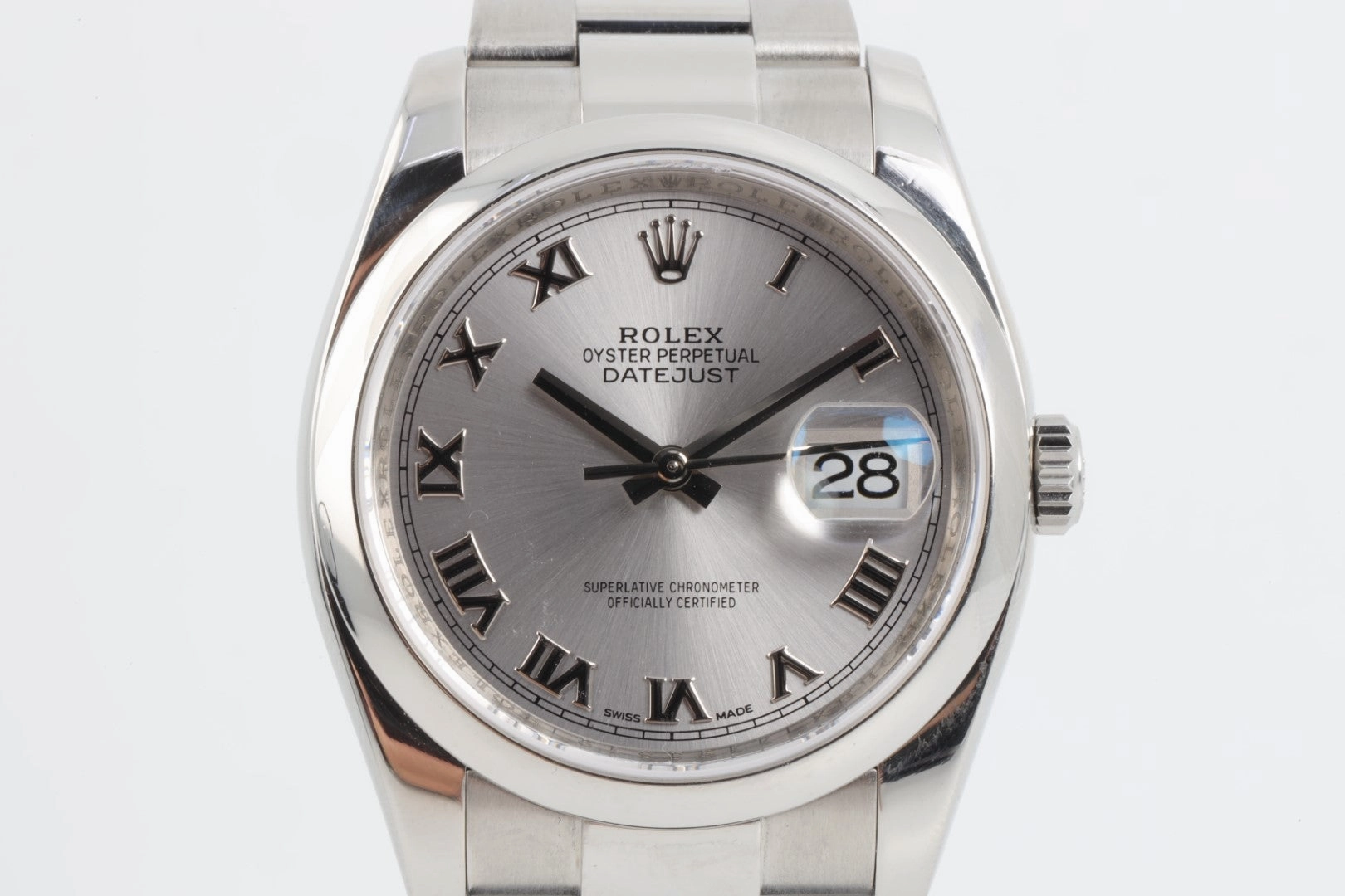 Rolex Datejust 116200 Silver Roman Dial 36mm Men's Watch