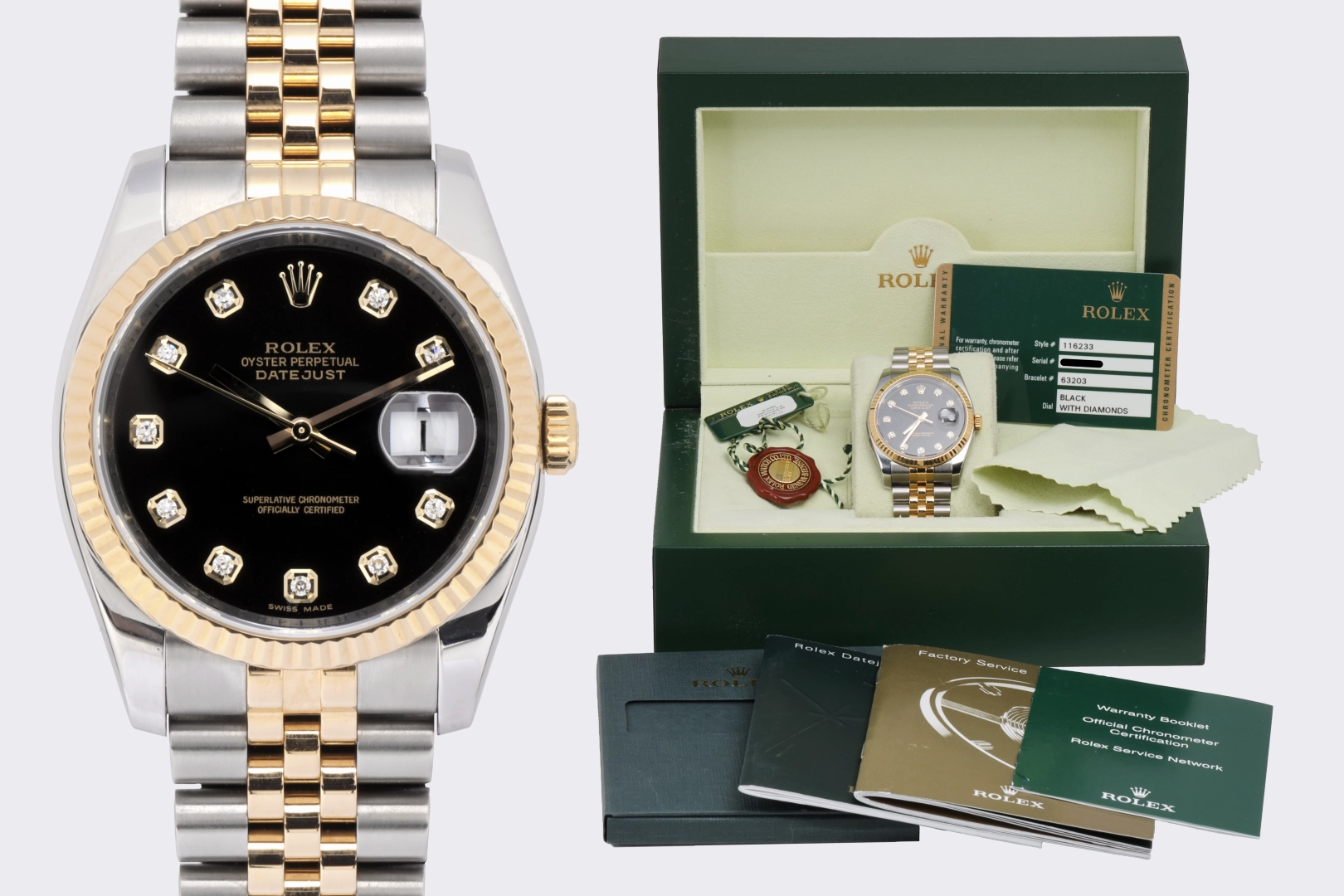 Rolex Datejust 116233 Steel & 18k Yellow Gold 36mm Watch (2009 / Box & Papers)