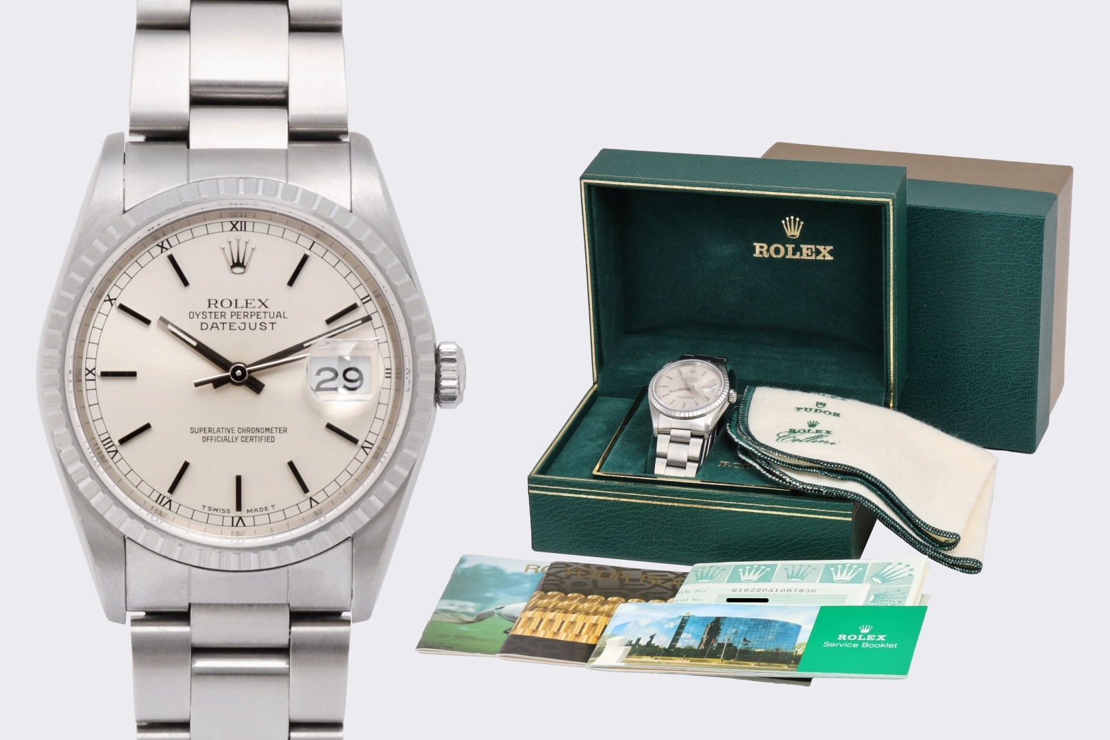 Rolex Datejust 16220 Stainless Steel 36mm Watch (1990 / Box & Papers)