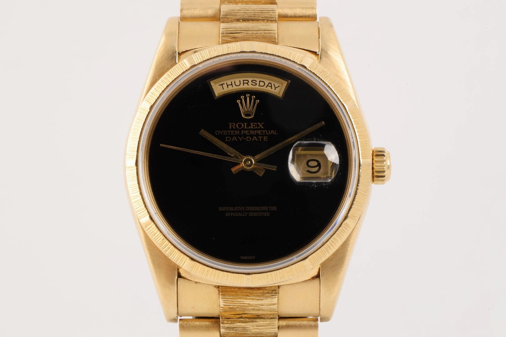 Rolex Day-Date 18248 ''President'' Bark! Factory Onyx Dial 36mm Men's Watch 1991