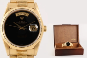Rolex Day-Date 18248 ''President'' Bark! Factory Onyx Dial 36mm Men's Watch 1991