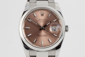 Rolex Oyster Perpetual Date 115200 Stainless Steel "Salmon" Dial 34mm Watch