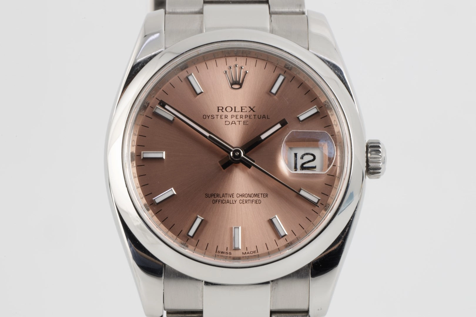 Rolex Oyster Perpetual Date 115200 Stainless Steel "Salmon" Dial 34mm Watch