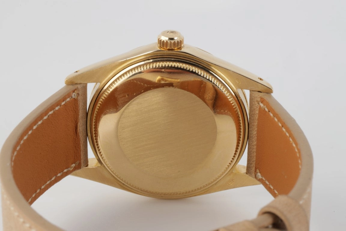 Rolex Oyster Perpetual Date 1504 "Moreau" Bezel 34mm 18k Watch