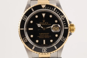 Rolex Submariner 16613 Steel & 18K Black Dial & Bezel 40mm Men's Watch