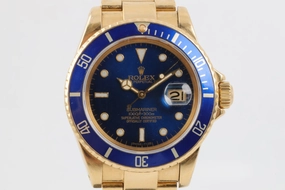 Rolex Submariner 16808 18K Yellow Gold 40mm Watch Blue Bezel & Dial (1981)
