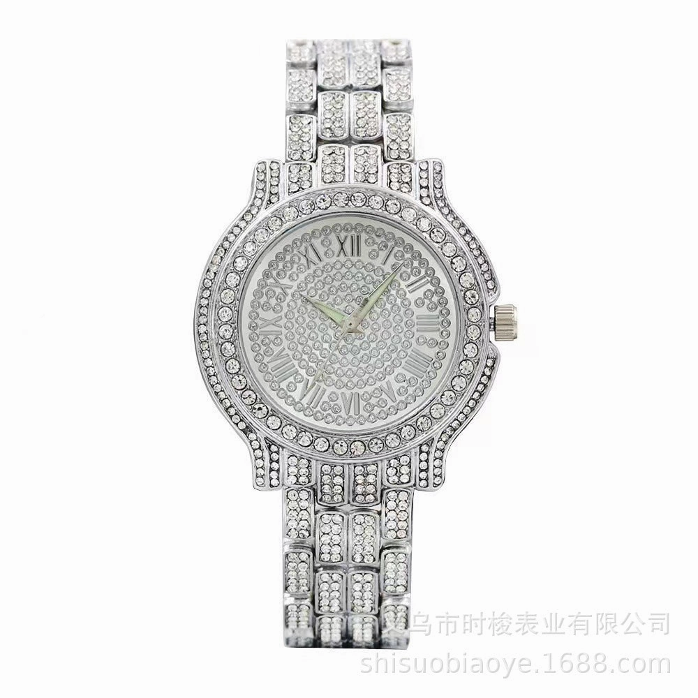 Roman set quartz steel belt watch