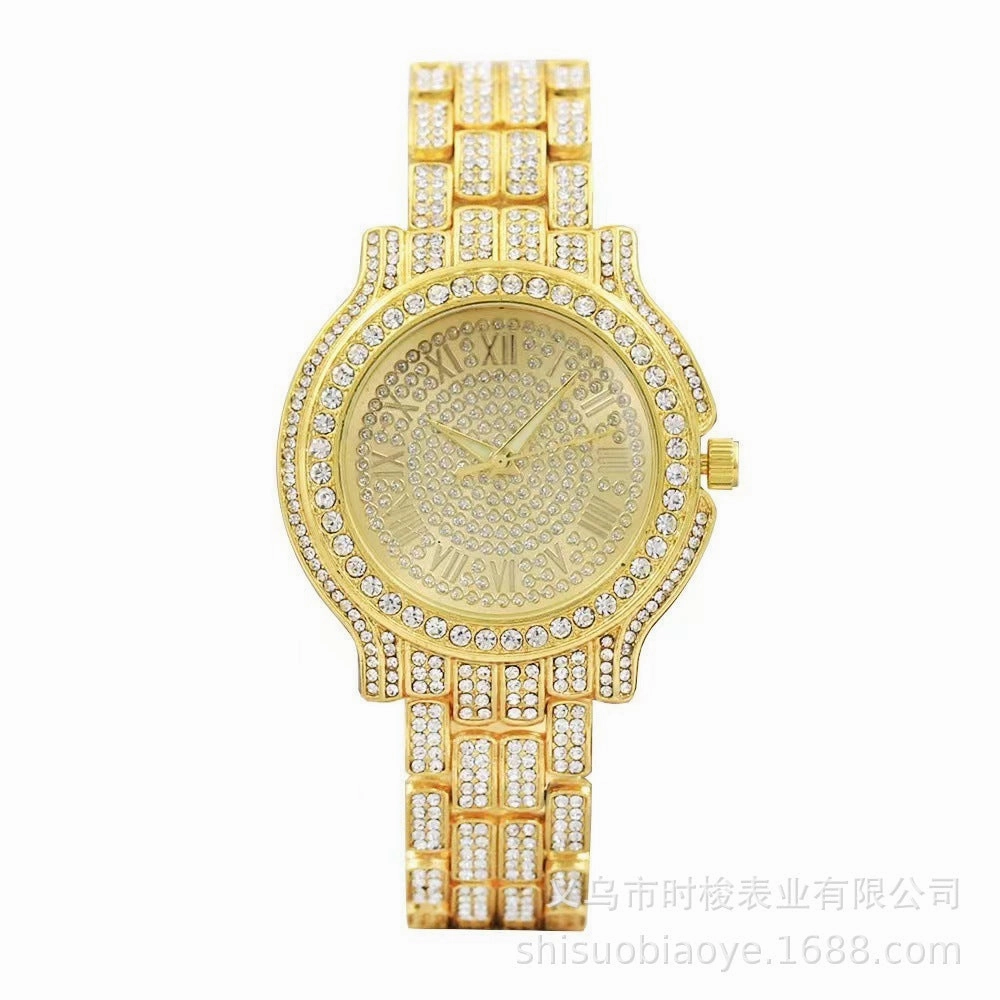 Roman set quartz steel belt watch