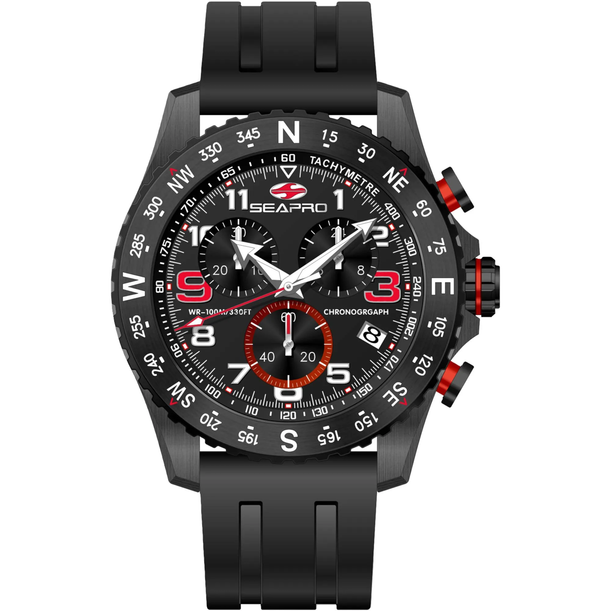 Seapro Men's Watch - Gallantry Quartz Black Dial Rubber Strap | SP9730