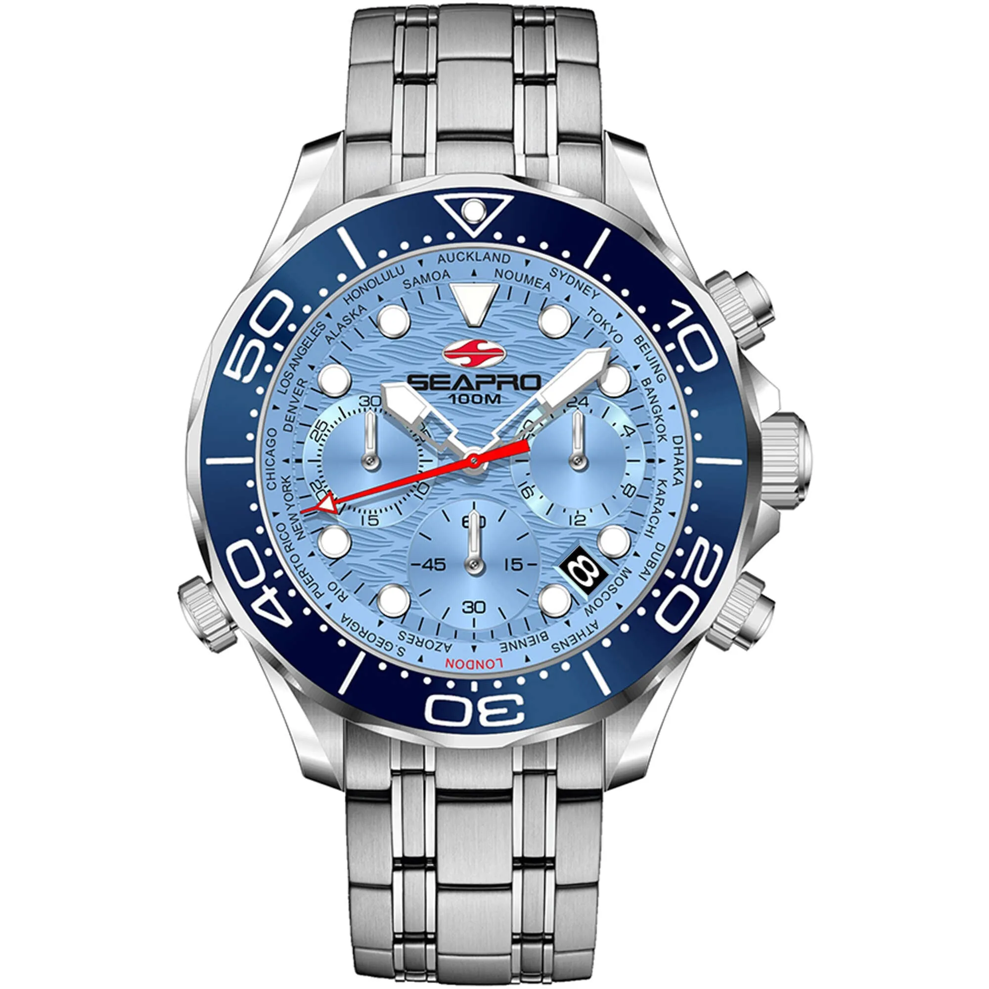 Seapro Men's Watch - Mondial Timer Blue Dial Stainless Steel Bracelet | SP0156
