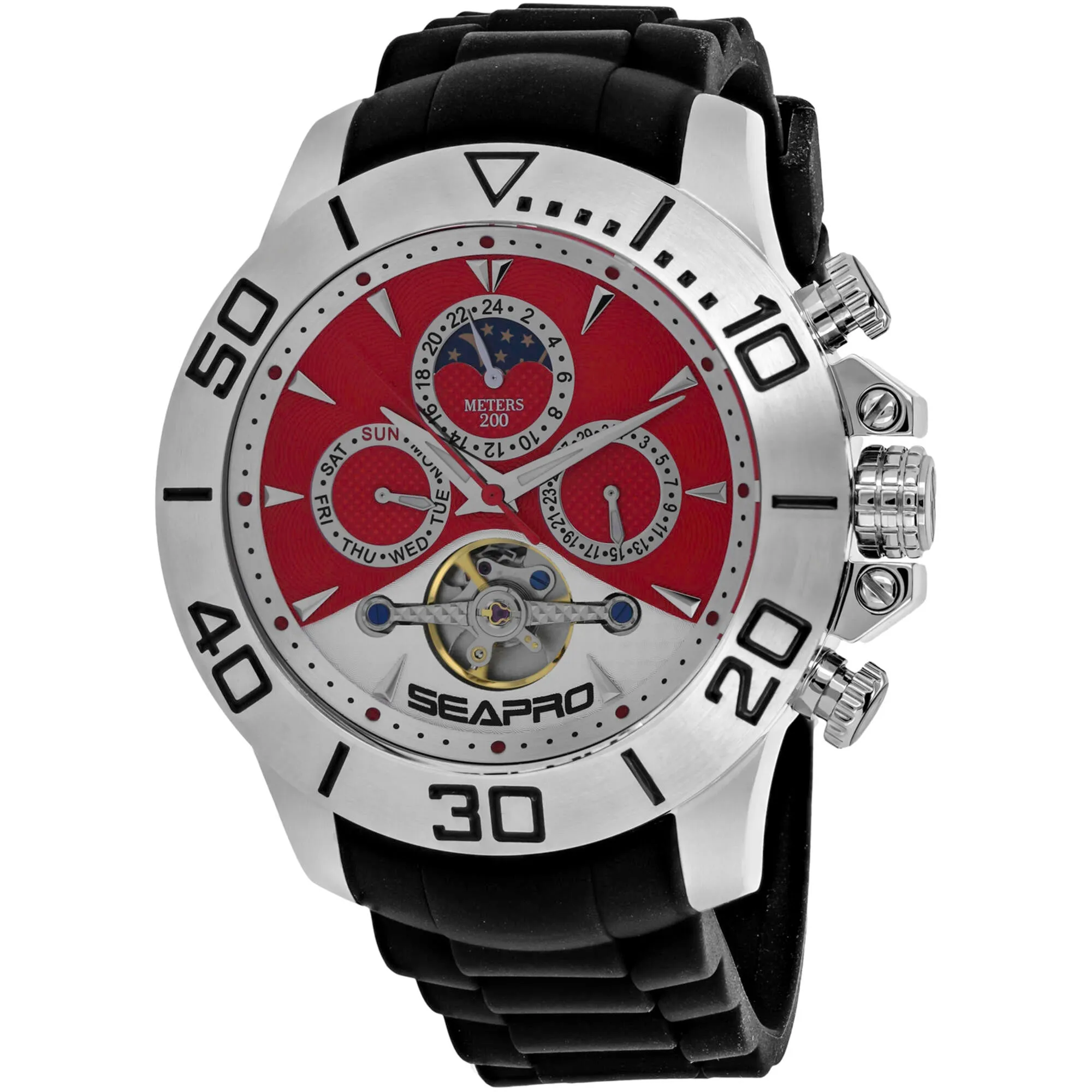 Seapro Men's Watch - Montecillo Automatic Red, White Dial Rubber Bracelet | SP5123