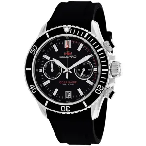 Seapro Men's Watch - Thrash Quartz Silver Tone Case Black Dial Rubber Strap | SP0330