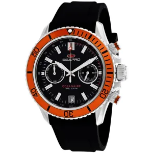 Seapro Men's Watch - Thrash Quartz Silver Tone Case Black Dial Rubber Strap | SP0334