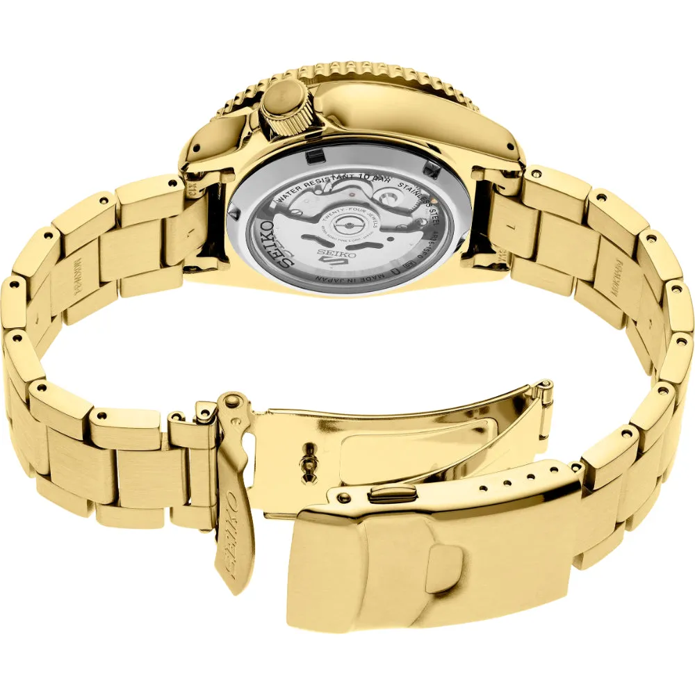 Seiko 5 Sport 38mm Automatic Gold Tone, Black Dial SRPK18