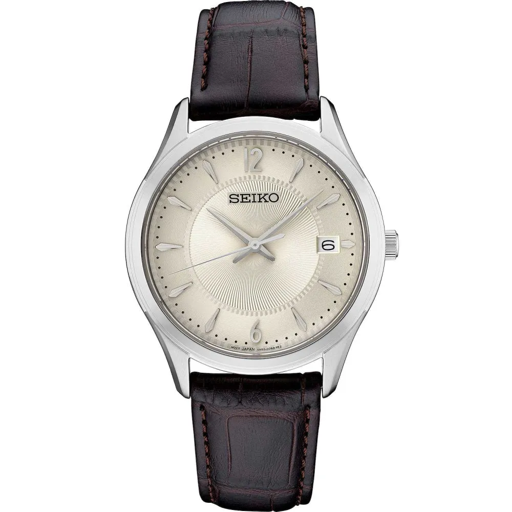 Seiko Essentials Collection Quartz Watch with Antique Ivory Dial