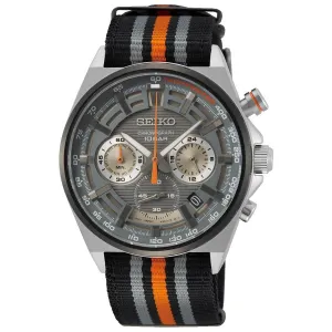Seiko Men's Chronograph Watch - Core Quartz Grey and Khaki Dial Nylon Strap | SSB403P1