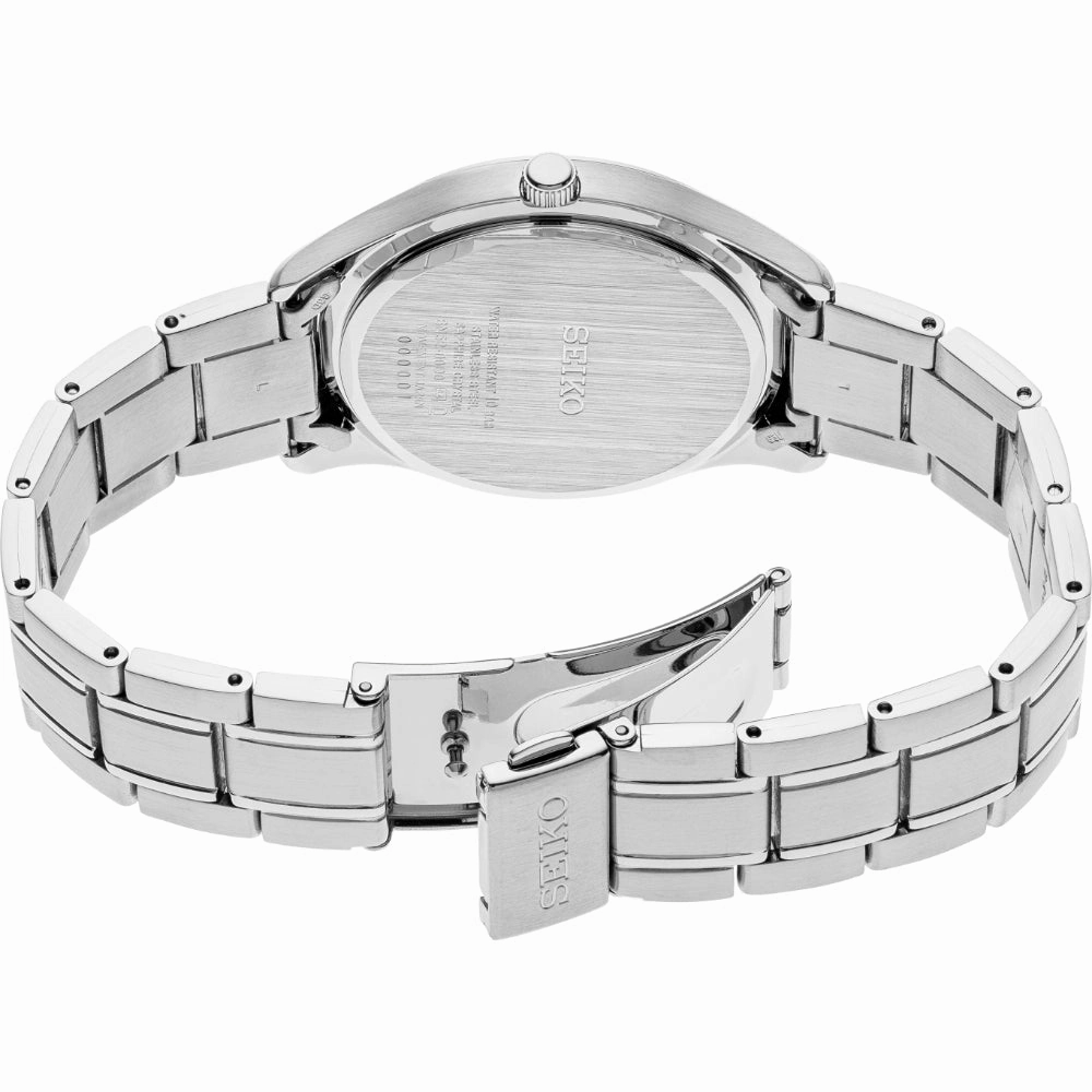 Seiko Essentials 39.4mm Quartz Steel/Patterned Blue Dial