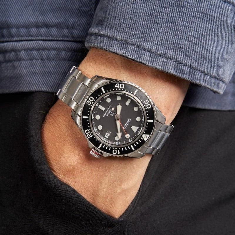 Seiko Prospex Black Dial Solar, Date Watch