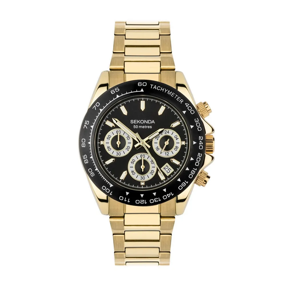 Sekonda Circuit Chronograph Men??s Gold Plated Watch 30203