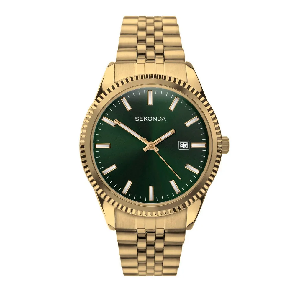 Sekonda King Green Dial Gold Tone Mens Watch 30157