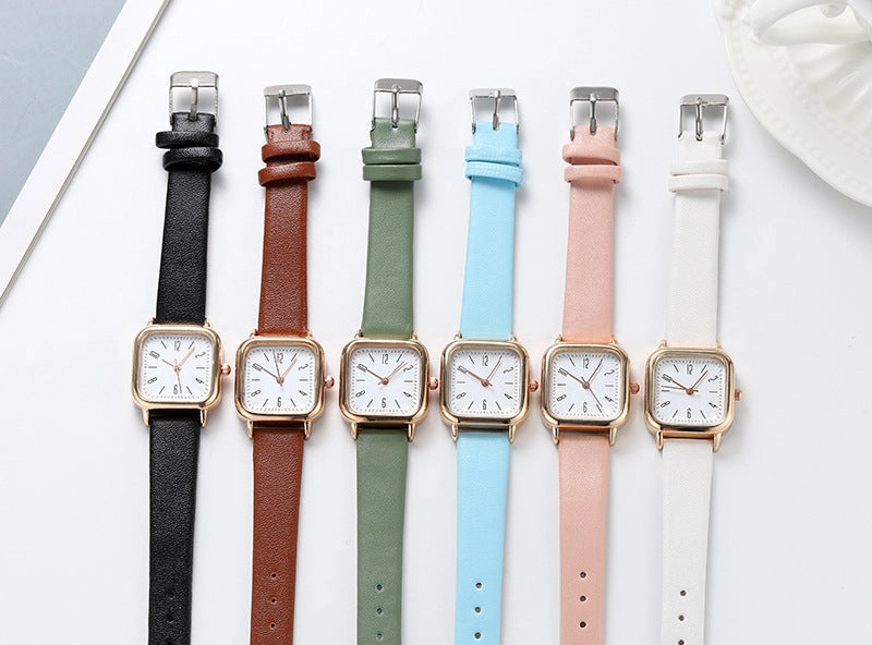 Square Leather Band Women's Quartz Watch