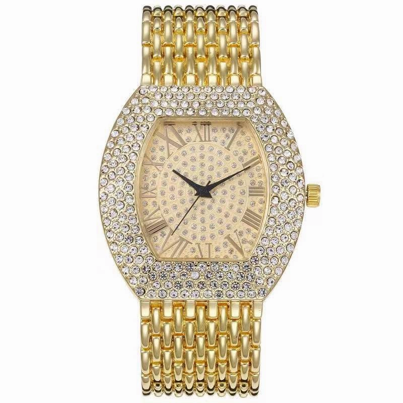 Steel Belt Diamond Barrel Ladies Watch