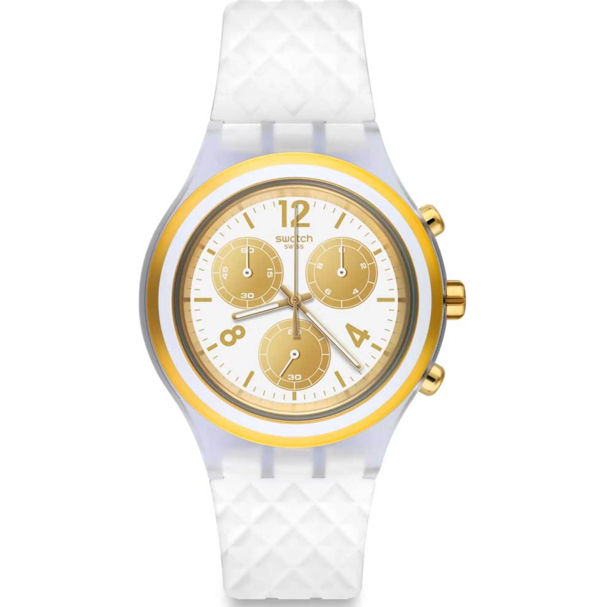 Swatch Men's Watch - Elegolden Chronograph White and Gold Tone Dial | SVCK1008