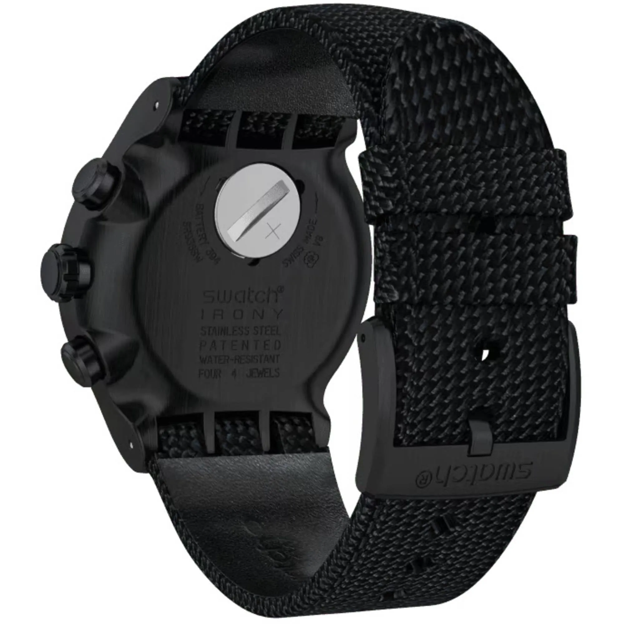 Swatch Men's Watch - Irony Thenero Chronograph Quartz Black Dial Strap | YOB404
