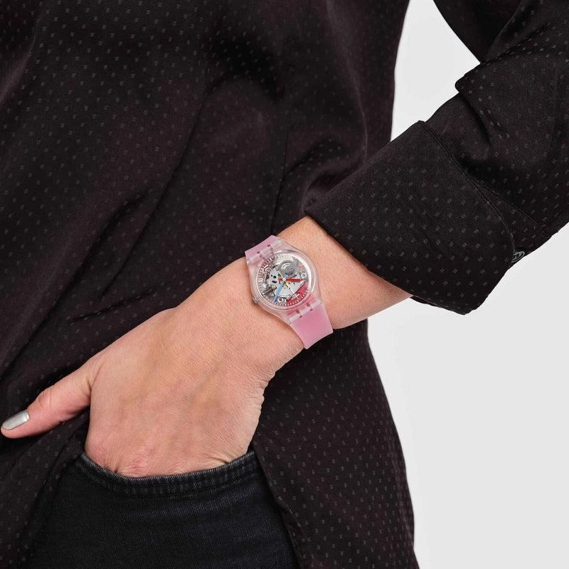 Swatch CLEARLY RED STRIPED Watch GE292
