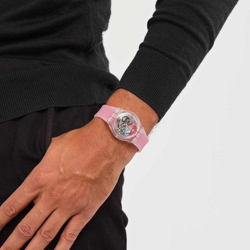 Swatch CLEARLY RED STRIPED Watch GE292