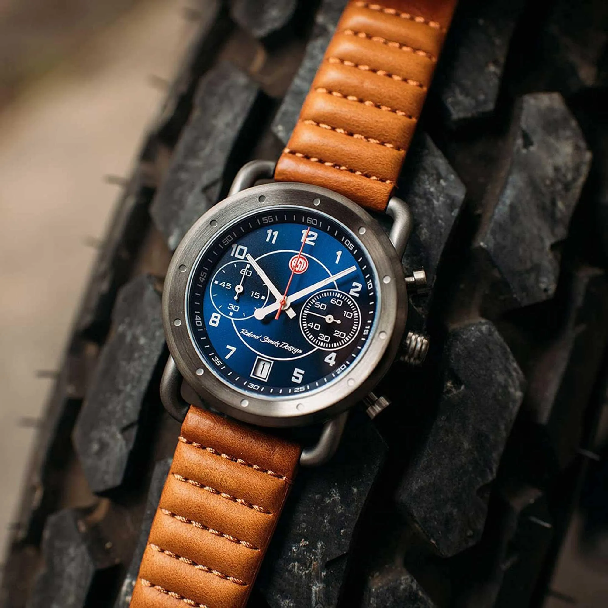 Szanto Icon Unisex Chronograph Watch - Roland Sands Signature Tan Strap | IC RS 2253