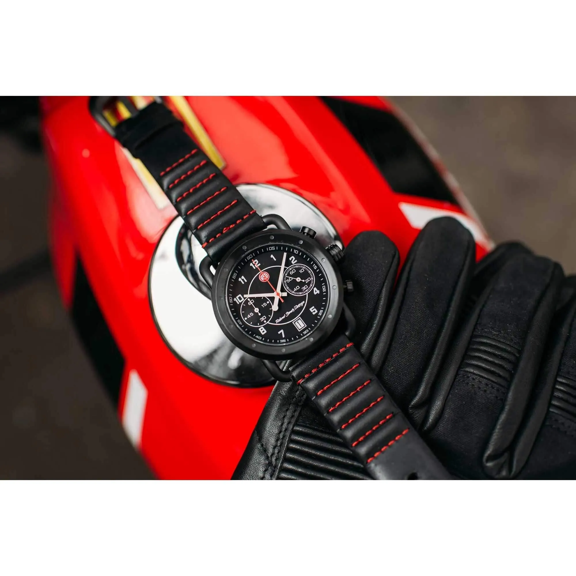 Szanto Icon Unisex Watch - Roland Sands Signature Black and Red Strap | IC RS 2252