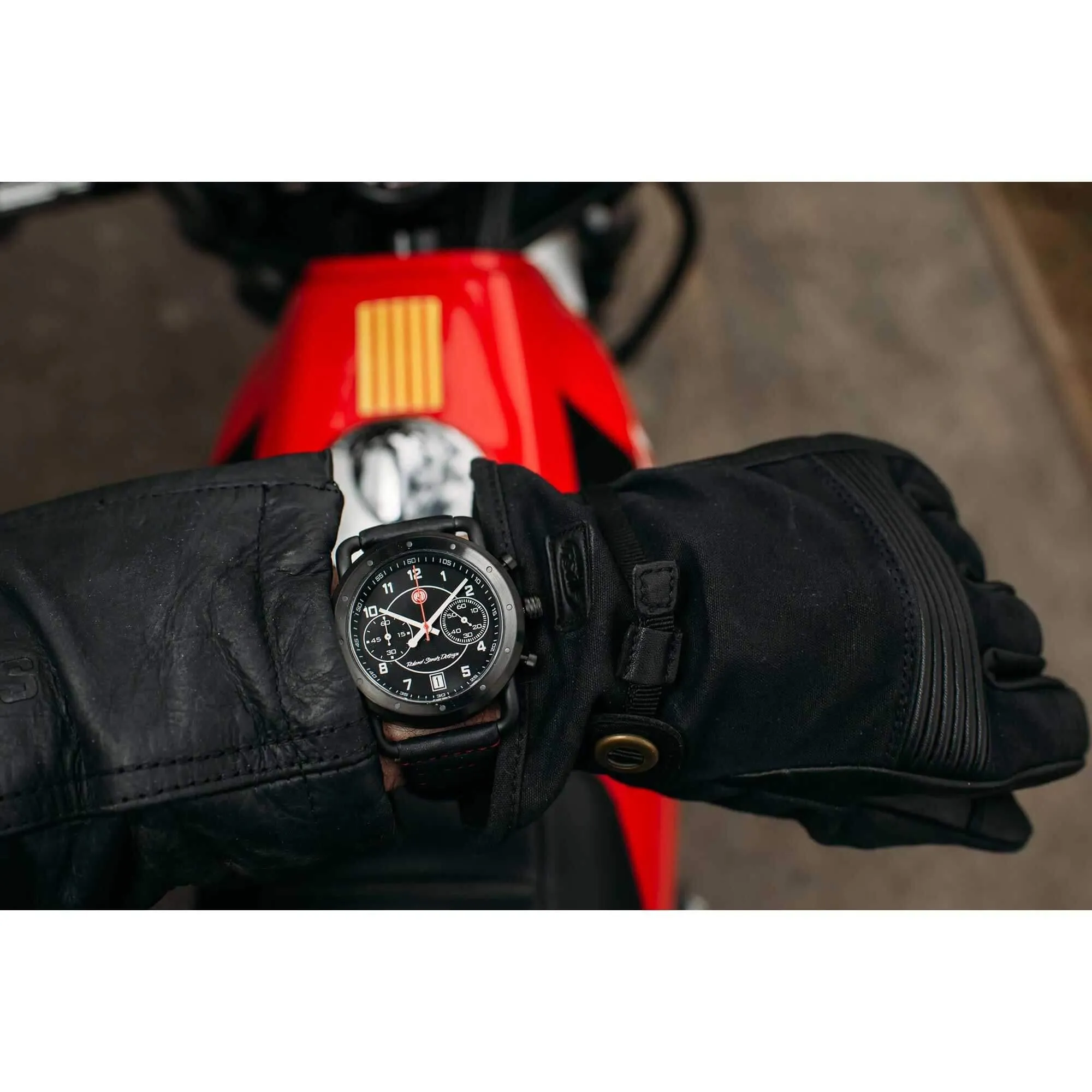 Szanto Icon Unisex Watch - Roland Sands Signature Black and Red Strap | IC RS 2252