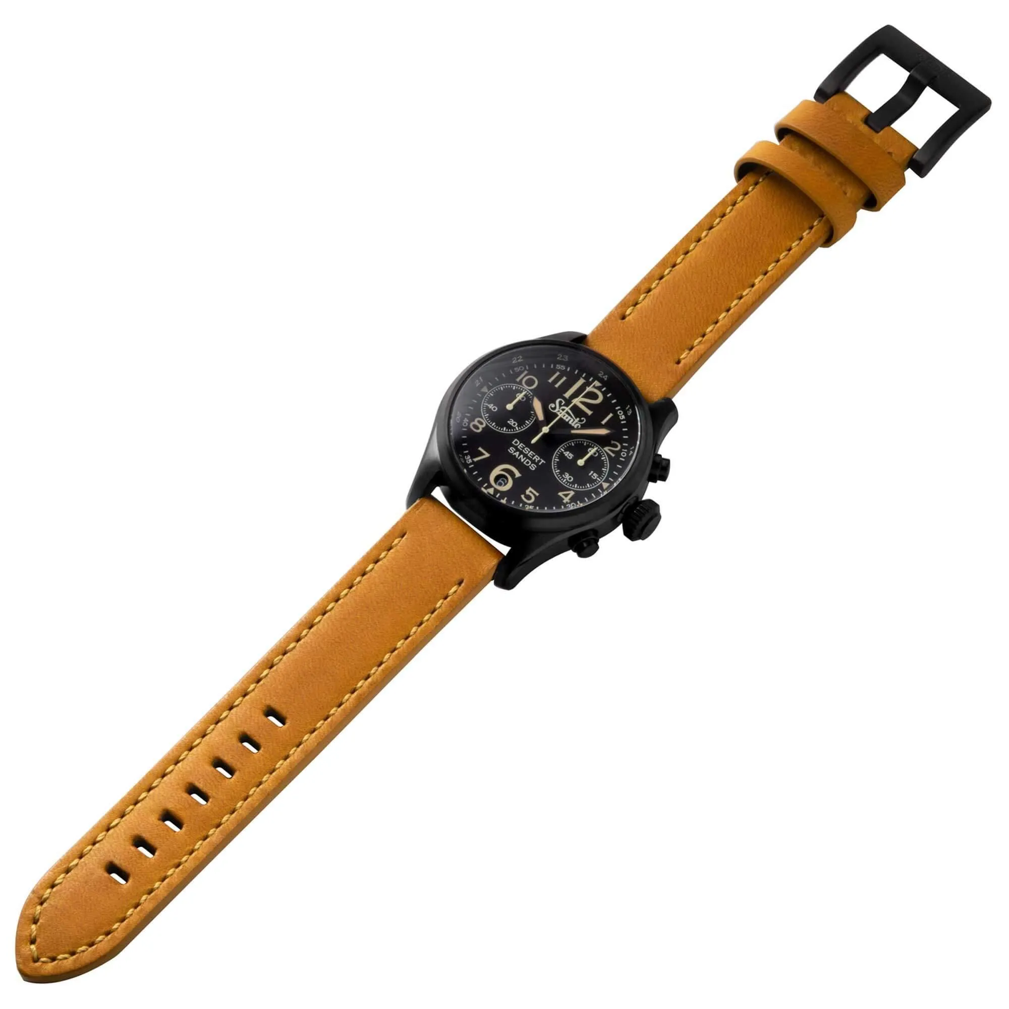 Szanto Men's Chronograph Watch - Desert Sands Black Dial Tan Leather Strap | SZ 4551