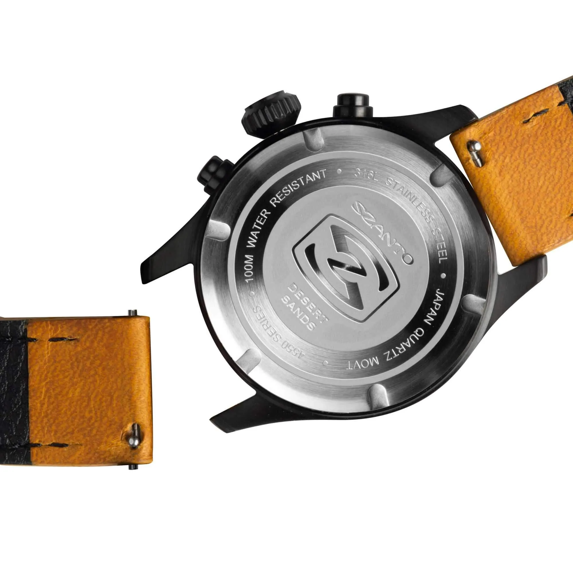 Szanto Men's Chronograph Watch - Desert Sands Black Dial Tan Leather Strap | SZ 4551