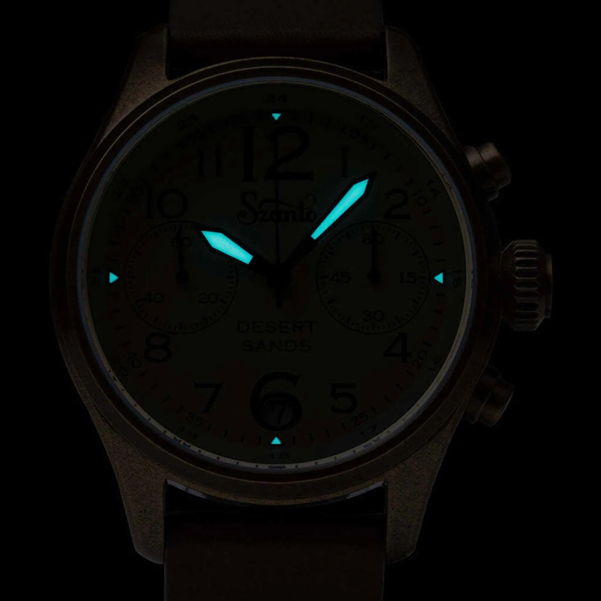Szanto Men's Chronograph Watch - Desert Sands Ivory Dial Antique Gold Case | SZ 4553