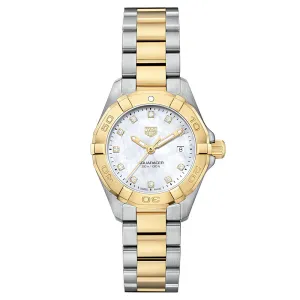 TAG Heuer Aquaracer 27mm Diamond Dot MOP Dial 18ct Gold Plated Steel Two Tone Quartz Ladies Watch WBD1422.BB0321