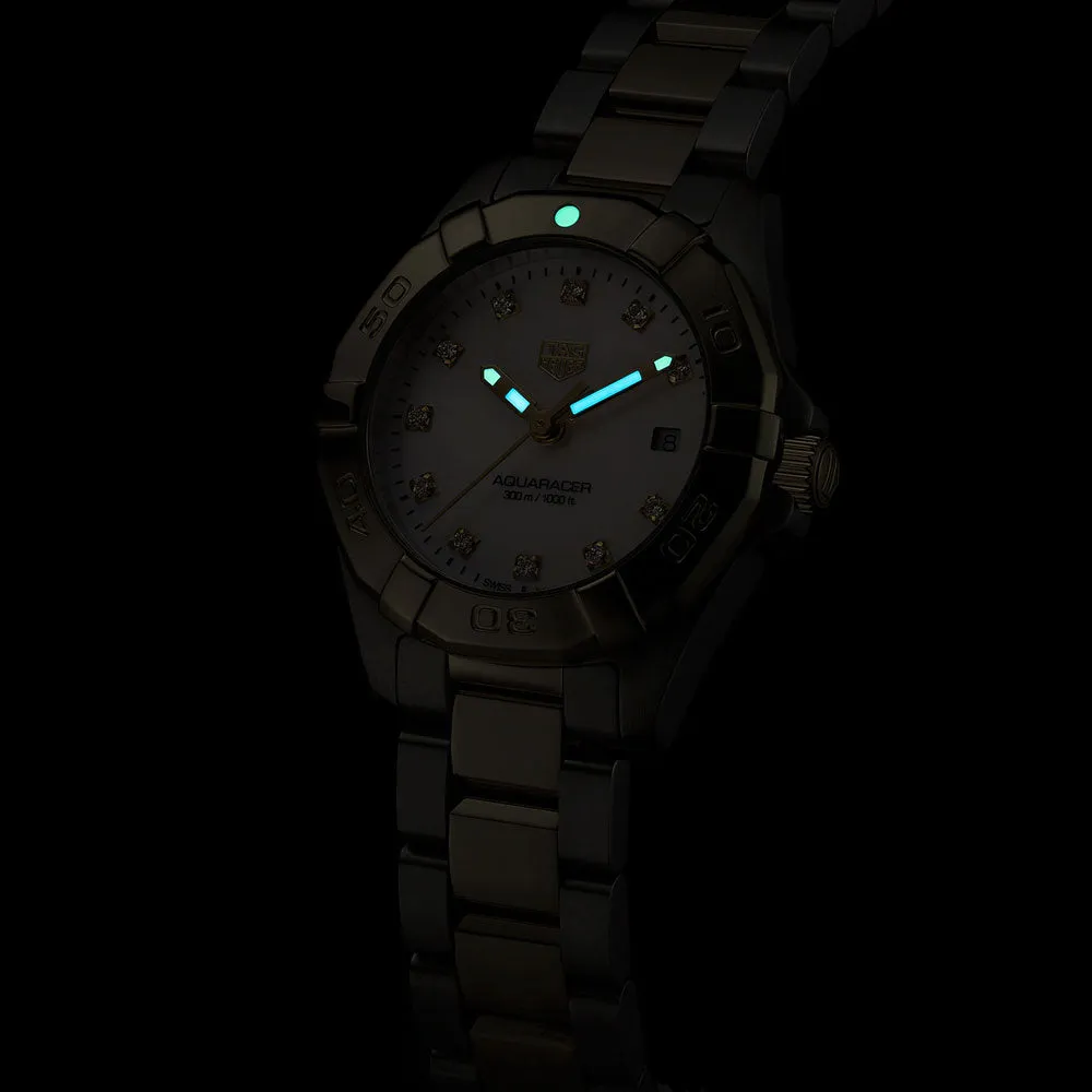 TAG Heuer Aquaracer 27mm Diamond Dot MOP Dial 18ct Gold Plated Steel Two Tone Quartz Ladies Watch WBD1422.BB0321